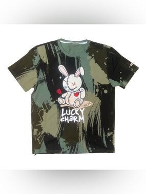 Sz M Bkys Lucky Charm Graphic camo  Tee - Green/Black